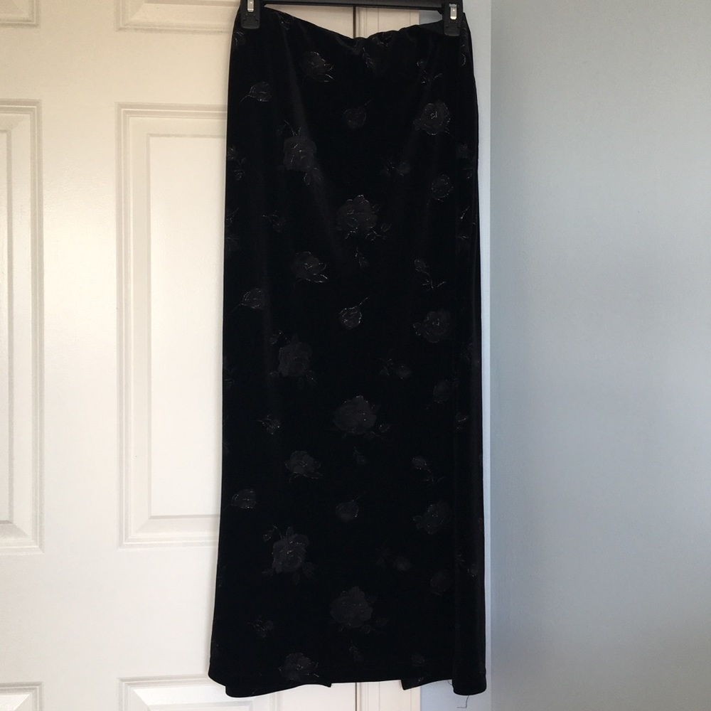 SOLD: Glitter Rose Velvet Maxi Skirt / Midi Skirt